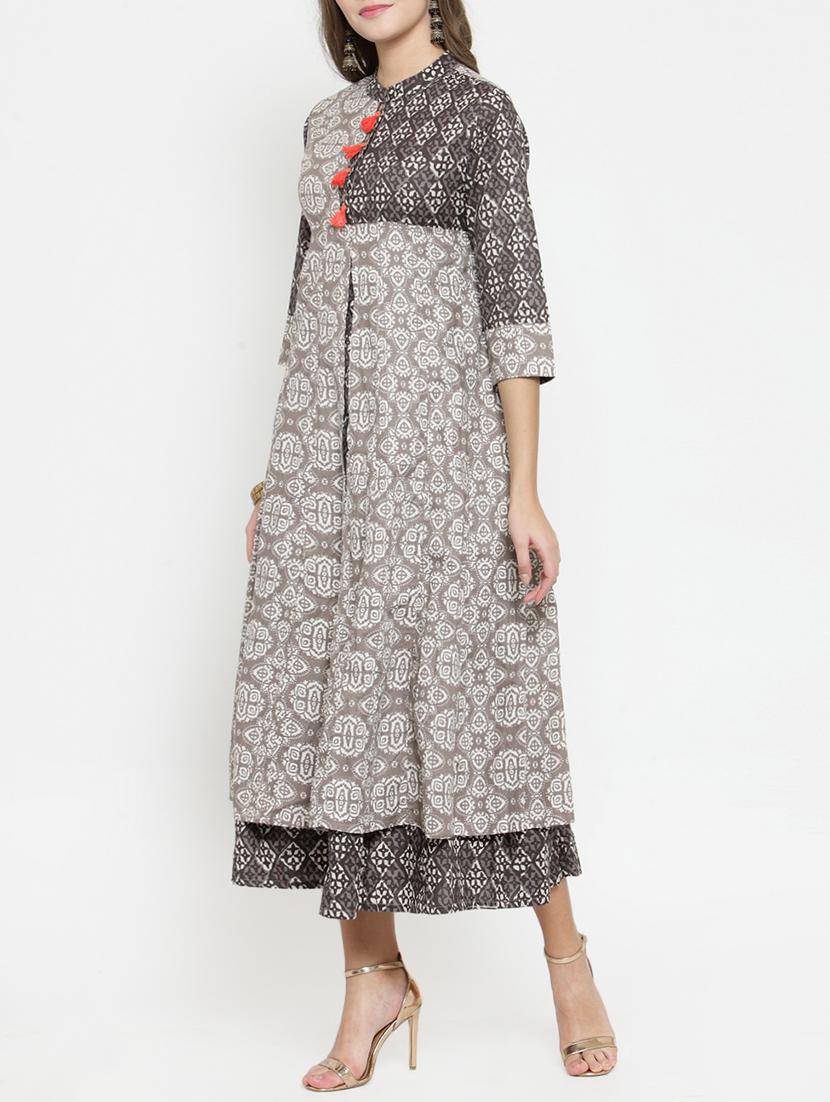 layered printed dress with tassels - 15773314 - Zoom Image - 2