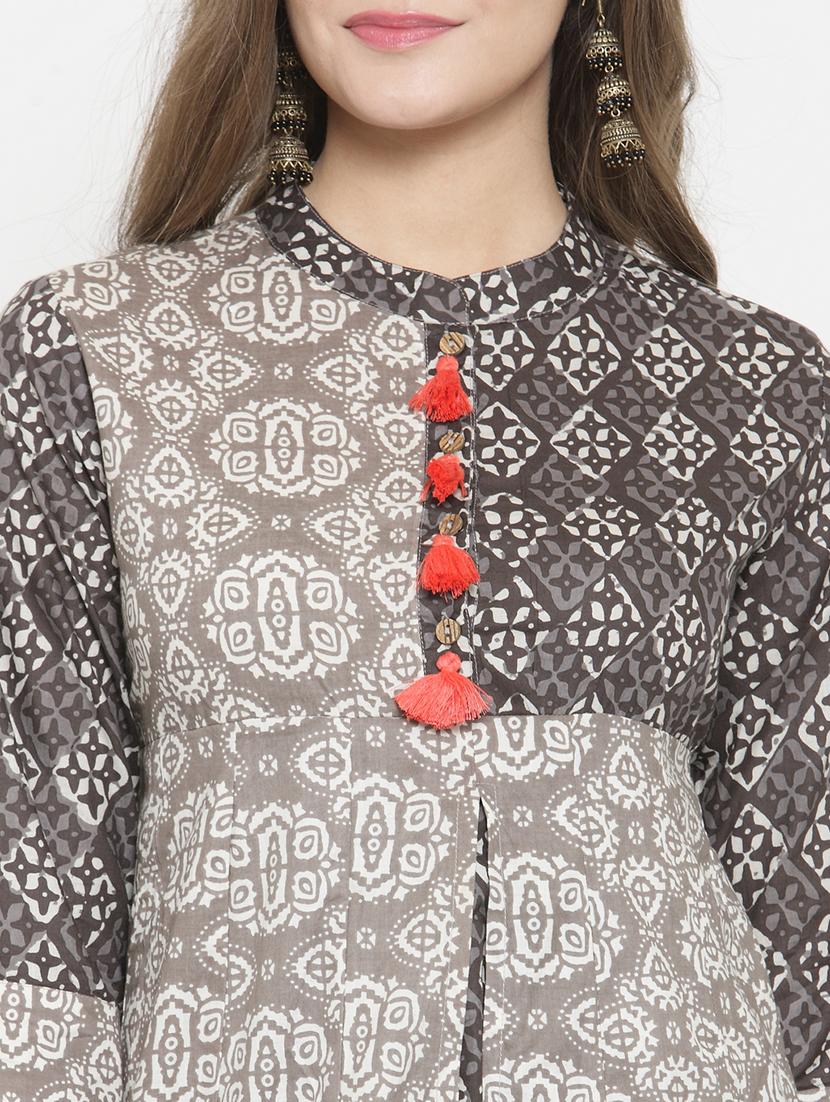 layered printed dress with tassels - 15773314 - Zoom Image - 4