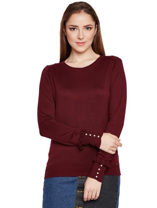 pearl embellished woolen pullover - 15773349 - Standard Image - 1