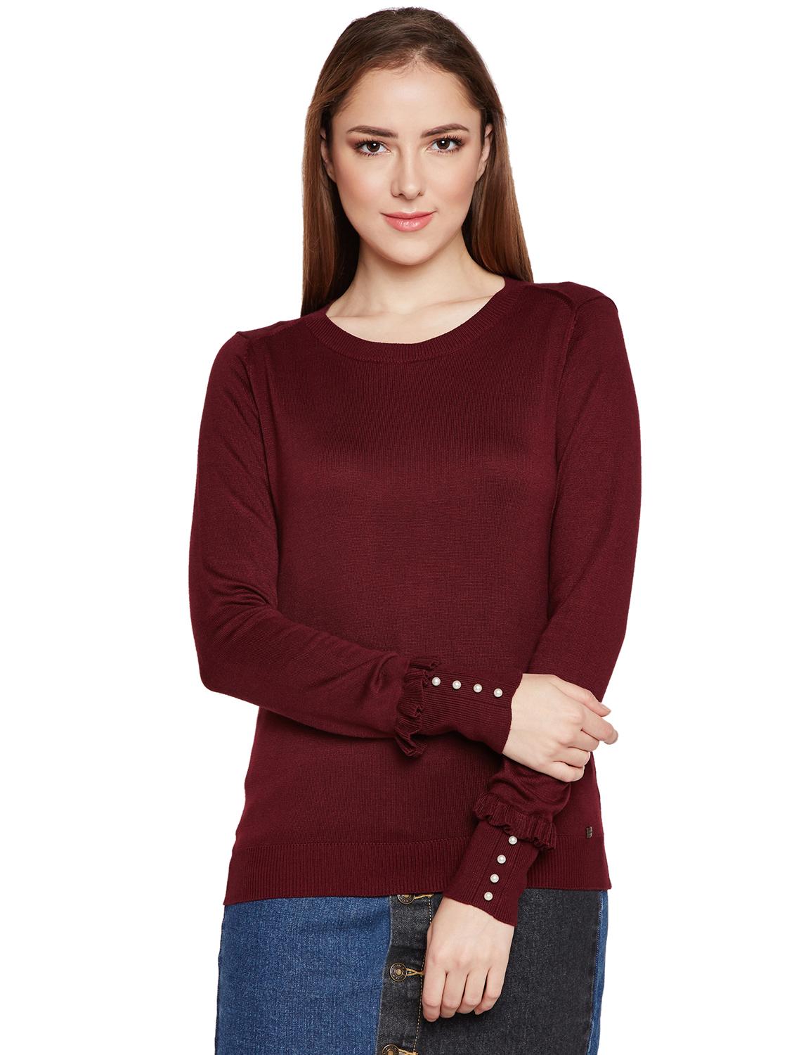 pearl embellished woolen pullover - 15773349 - Zoom Image - 1