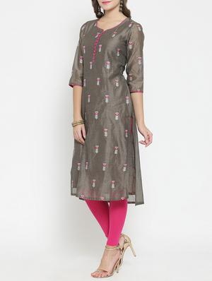 embroidered straight kurta - 15773622 - Standard Image - 2