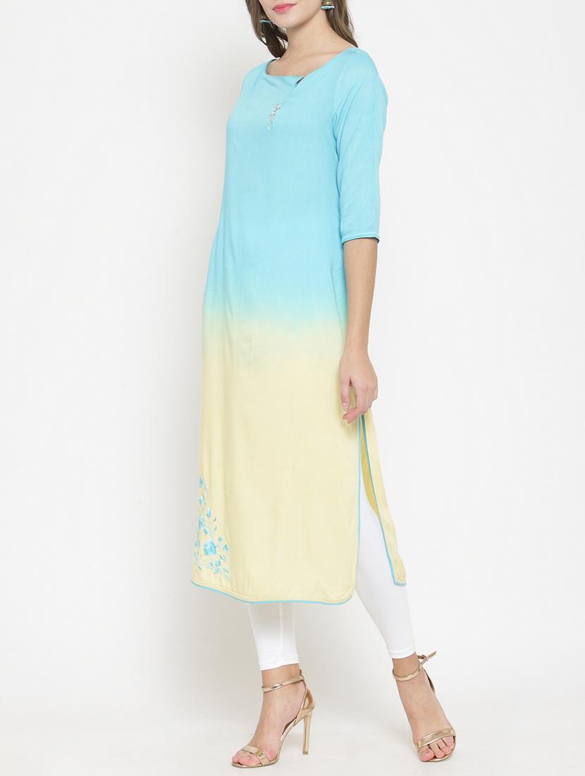 ombre straight kurta - 15773634 - Zoom Image - 2