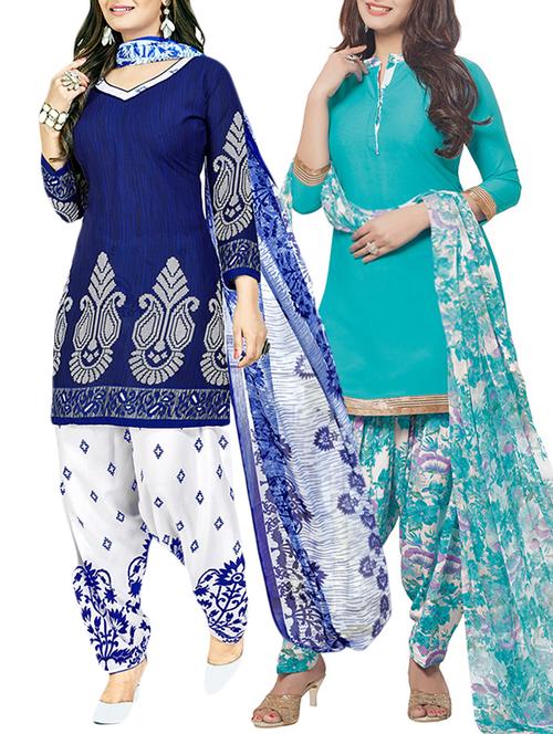 printed unstitched combo suits - 15773979 - Very Small Image - 1