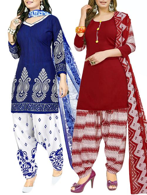 printed unstitched combo suits - 15773982 - Very Small Image - 1