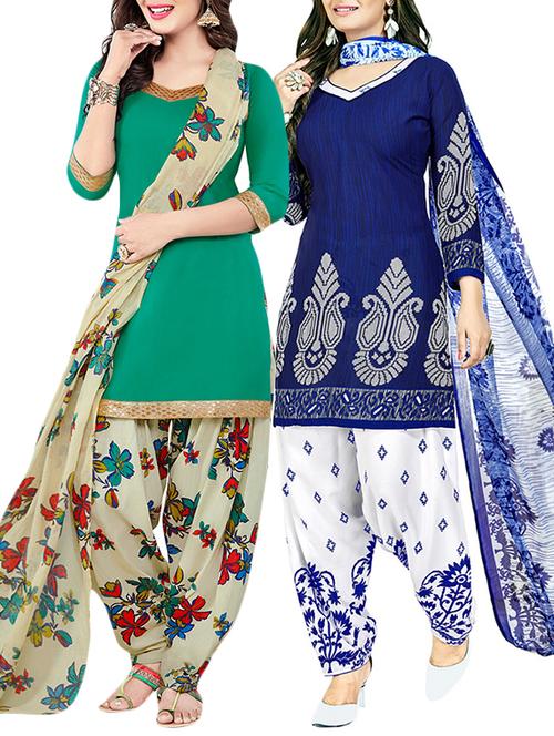 printed unstitched combo suits - 15774110 - Standard Image - 1
