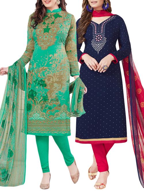 printed unstitched combo suits - 15774238 - Standard Image - 1
