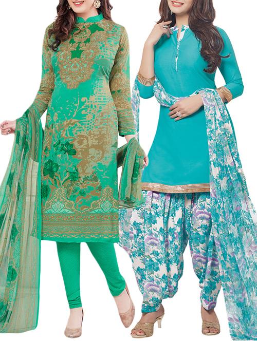 printed unstitched combo suits - 15774240 - Very Small Image - 1