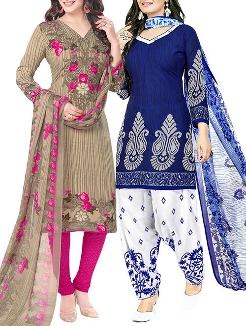 printed unstitched combo suits - 15774250 - Standard Image - 1