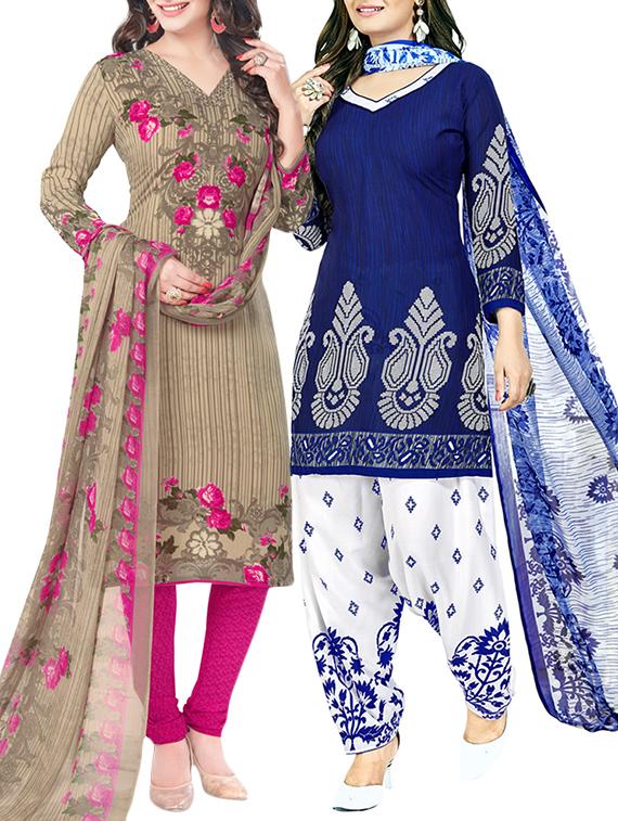 printed unstitched combo suits - 15774250 - Zoom Image - 1