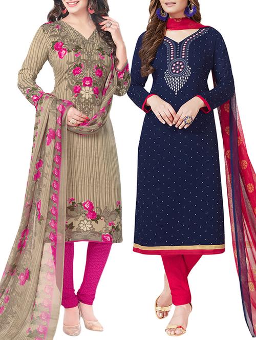 printed unstitched combo suits - 15774260 - Standard Image - 1
