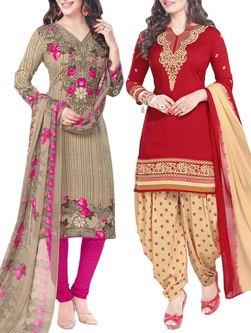 printed unstitched combo suits - 15774261 - Standard Image - 1