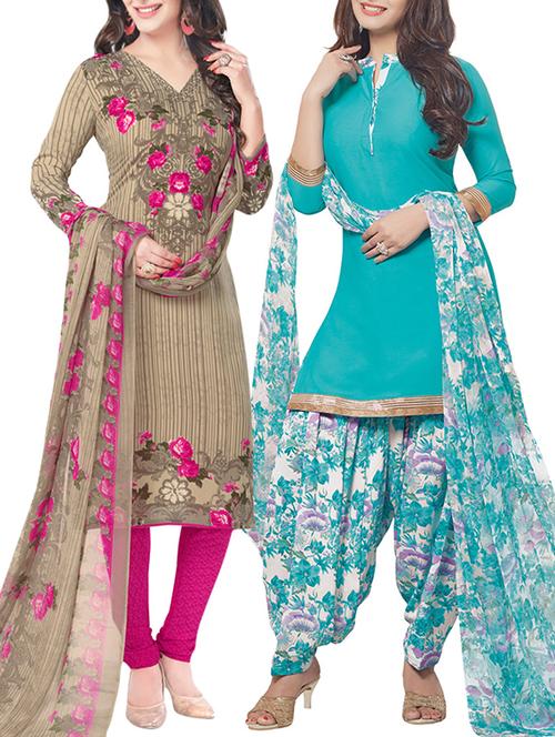printed unstitched combo suits - 15774262 - Very Small Image - 1