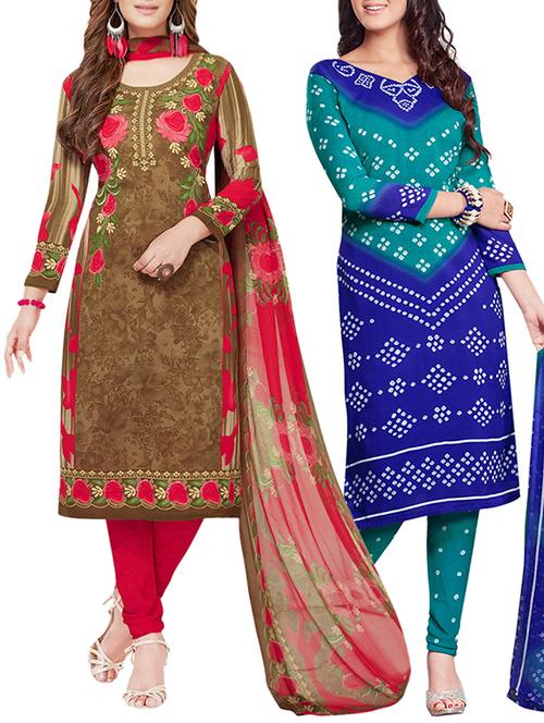 printed unstitched combo suits - 15774439 - Very Small Image - 1