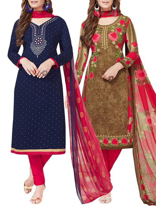 printed unstitched combo suits - 15774445 - Standard Image - 1