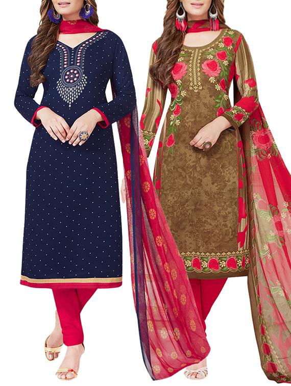 printed unstitched combo suits - 15774445 - Zoom Image - 1