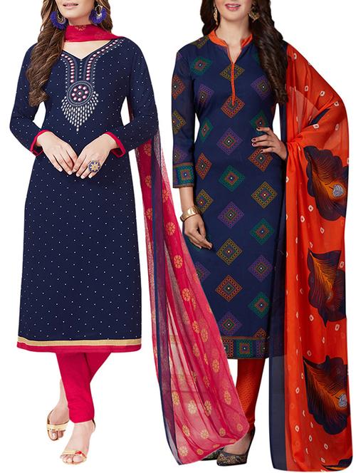 printed unstitched combo suits - 15774517 - Standard Image - 1
