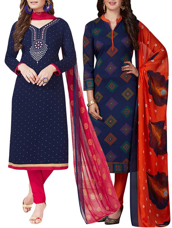 printed unstitched combo suits - 15774517 - Zoom Image - 1