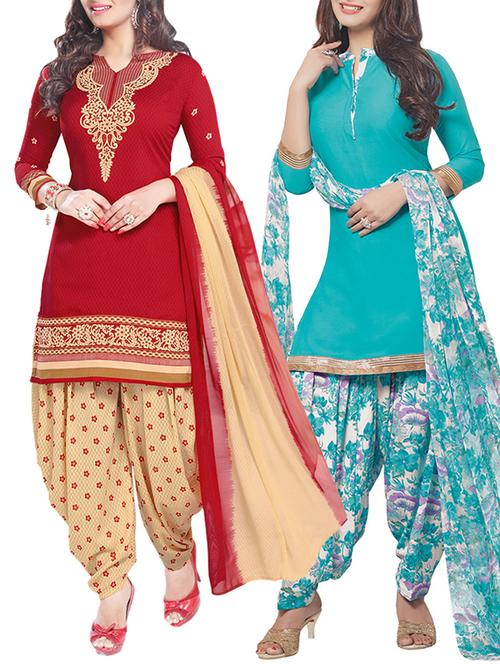 printed unstitched combo suits - 15774527 - Very Small Image - 1