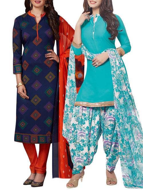 printed unstitched combo suits - 15774582 - Very Small Image - 1