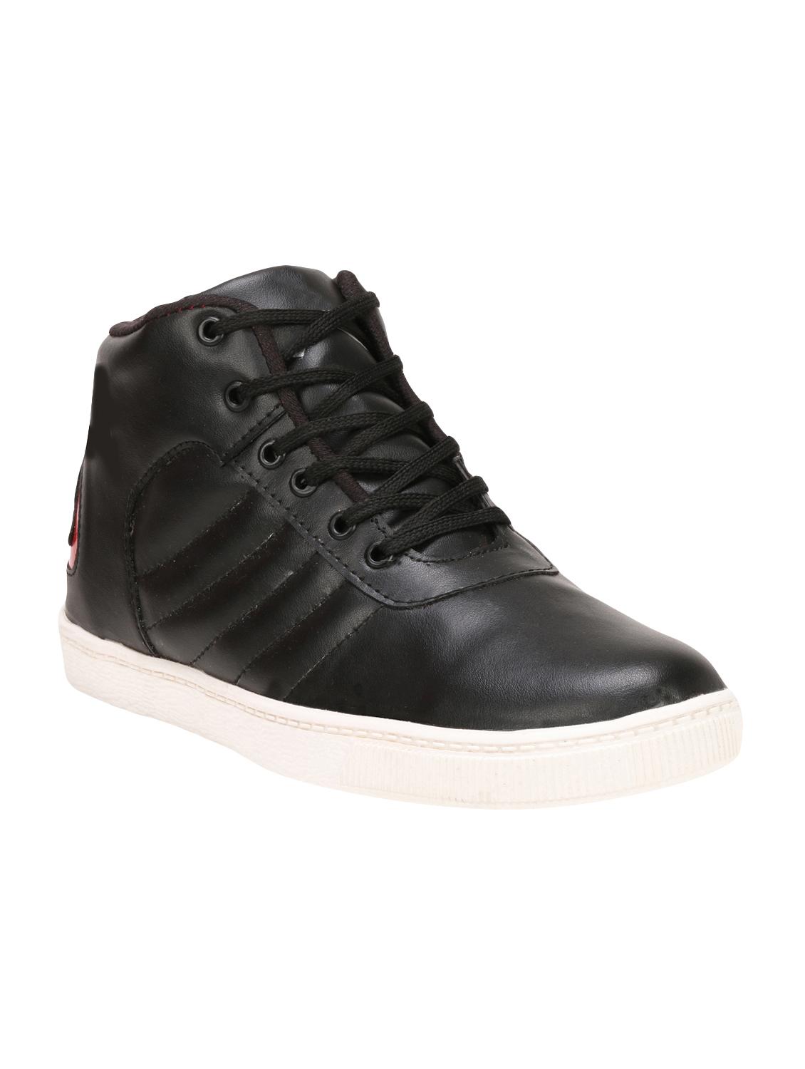 black leatherette lace up sneakers - 15774758 - Zoom Image - 1