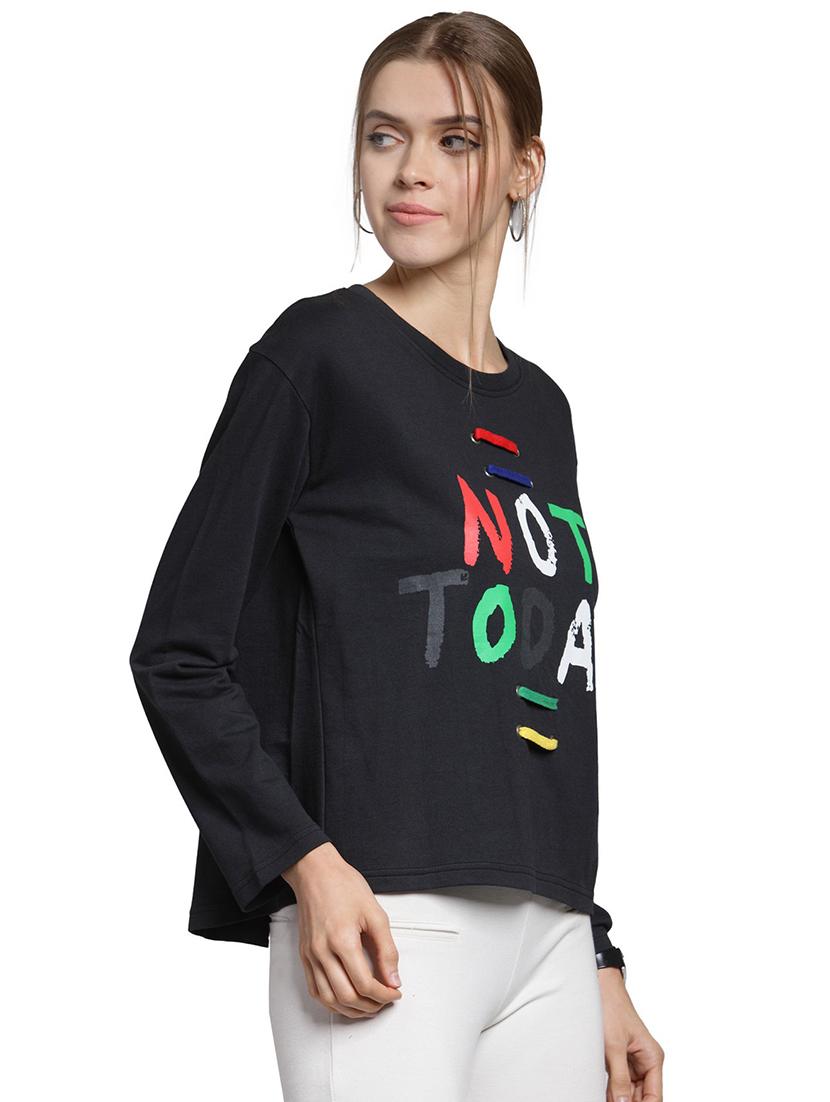 eyelet lace up slogan sweatshirt - 15774788 - Zoom Image - 2