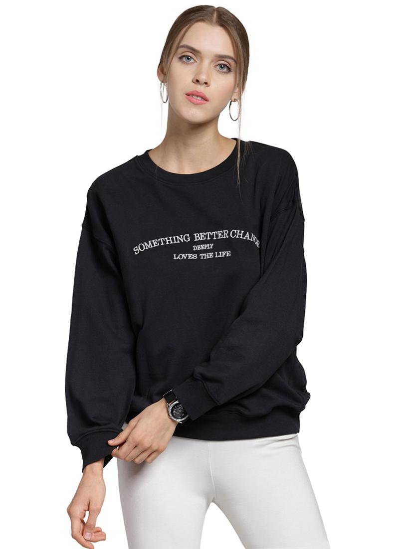 embroidered text drop shoulder sweatshirt - 15774798 - Zoom Image - 1