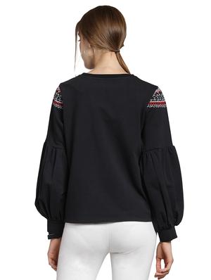 embroidered puff sleeved sweatshirt - 15774806 - Standard Image - 3