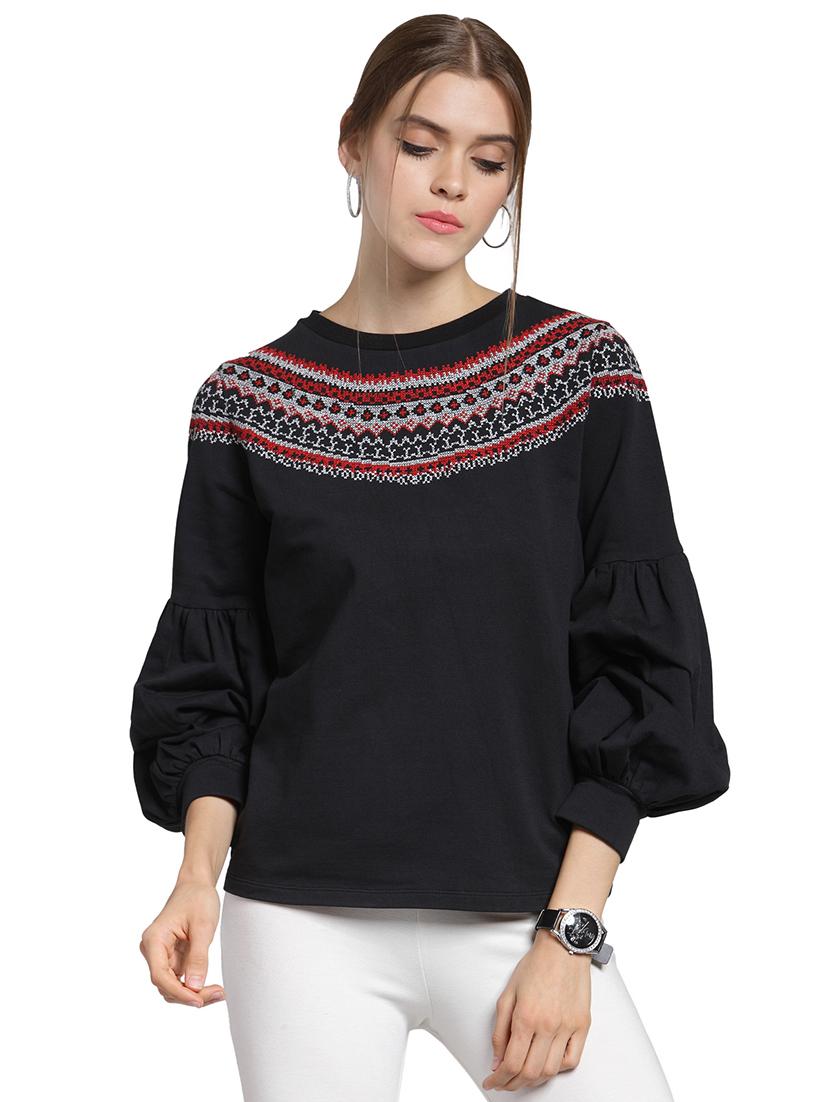 embroidered puff sleeved sweatshirt - 15774806 - Zoom Image - 1