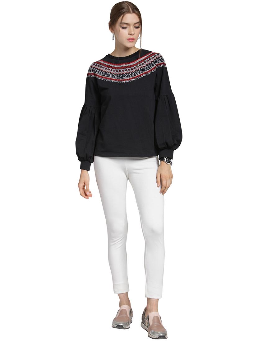 embroidered puff sleeved sweatshirt - 15774806 - Zoom Image - 4