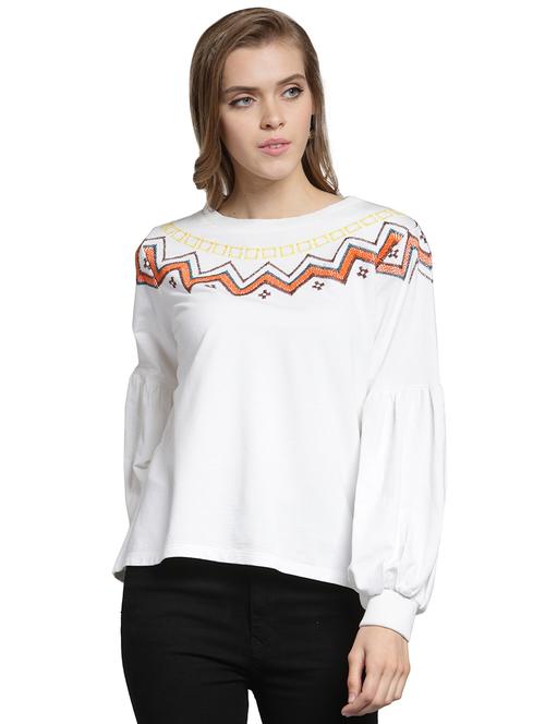 embroidered lantern sleeved sweatshirt - 15774807 - Standard Image - 1
