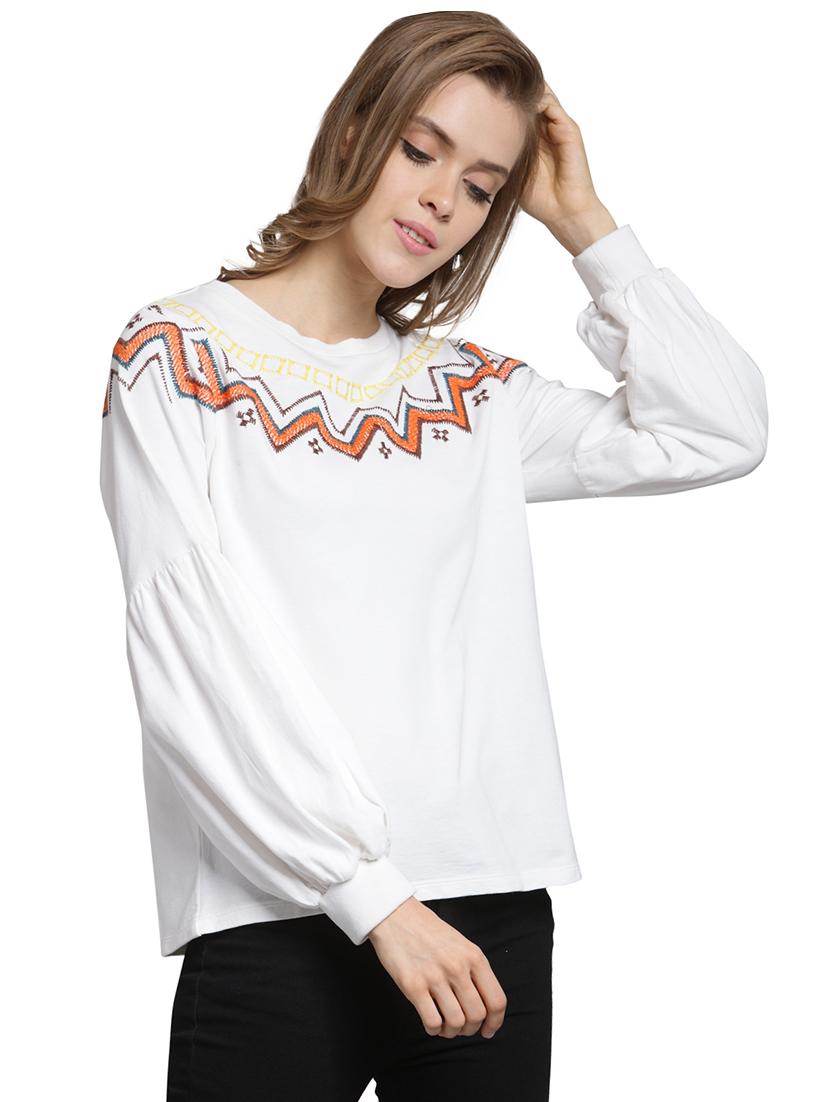 embroidered lantern sleeved sweatshirt - 15774807 - Zoom Image - 2