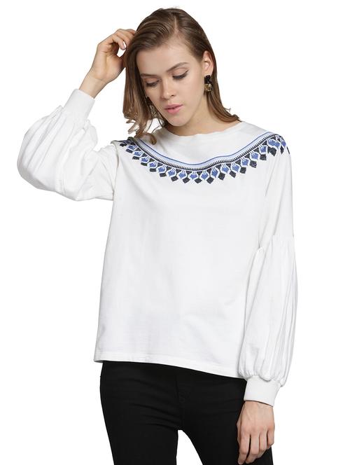 embroidered lantern sleeved sweatshirt - 15774808 - Standard Image - 1