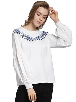 embroidered lantern sleeved sweatshirt - 15774808 - Standard Image - 2