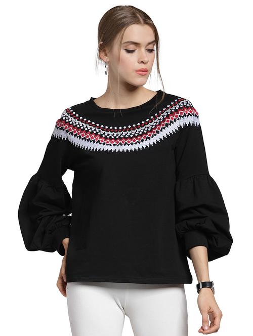 embroidered lantern sleeved sweatshirt - 15774809 - Standard Image - 1