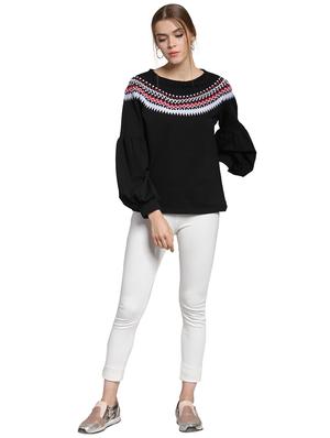 embroidered lantern sleeved sweatshirt - 15774809 - Standard Image - 4