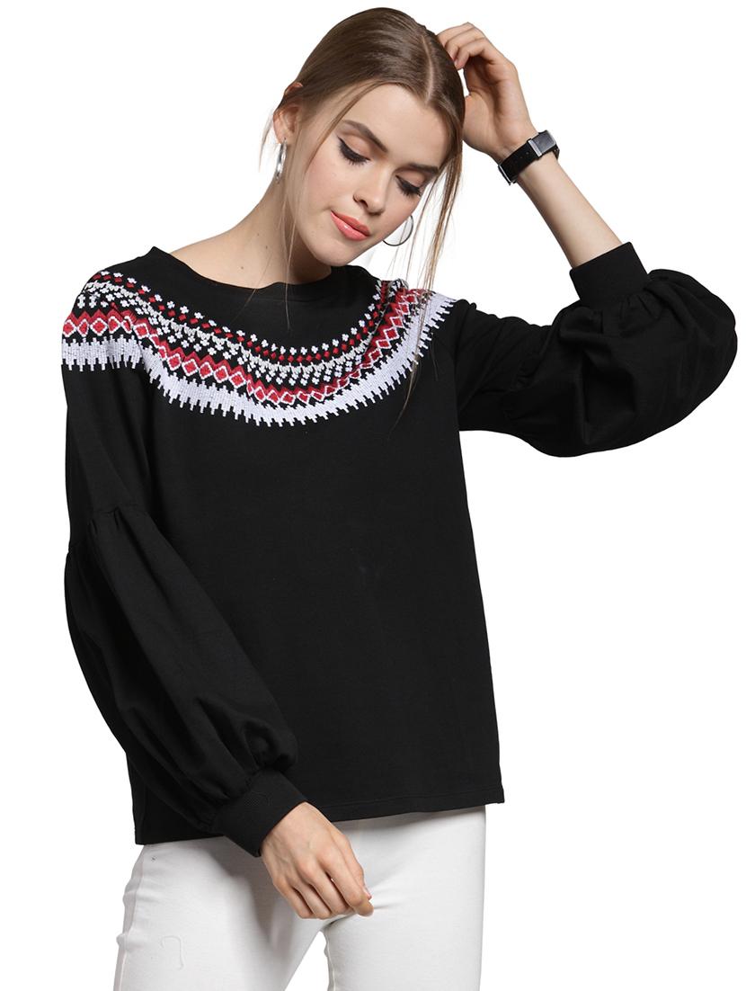 embroidered lantern sleeved sweatshirt - 15774809 - Zoom Image - 2