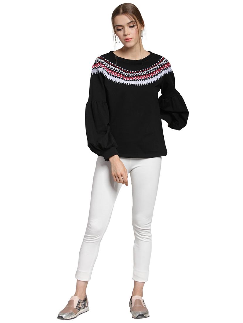 embroidered lantern sleeved sweatshirt - 15774809 - Zoom Image - 4