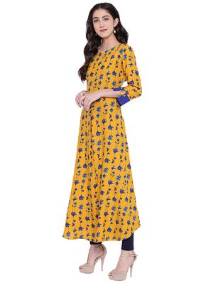 floral contrast a-line kurta - 15774880 - Standard Image - 2