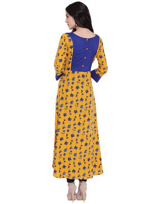 floral contrast a-line kurta - 15774880 - Standard Image - 3