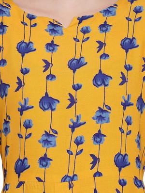 floral contrast a-line kurta - 15774880 - Standard Image - 4