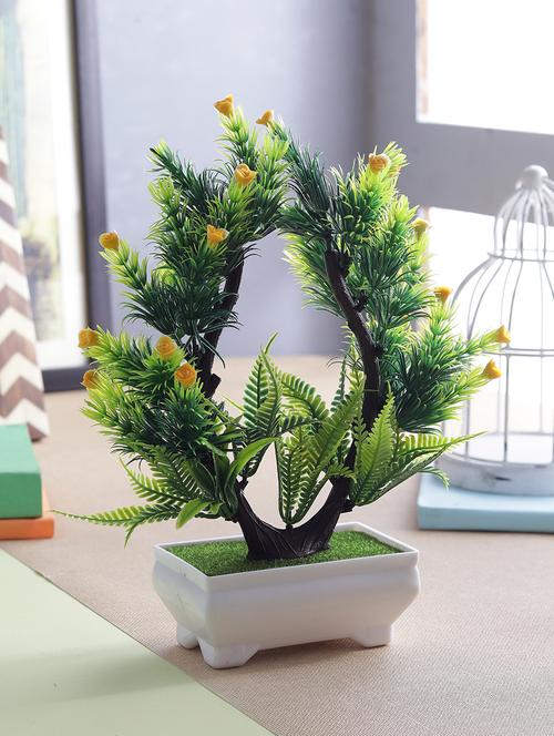 artificial plant bonsai tree with pot for home d?cor living room (23 cm x 10 cm x 23 cm, fyj-b-wpt-ushptalbushyelflw) - 15774966 - Standard Image - 1