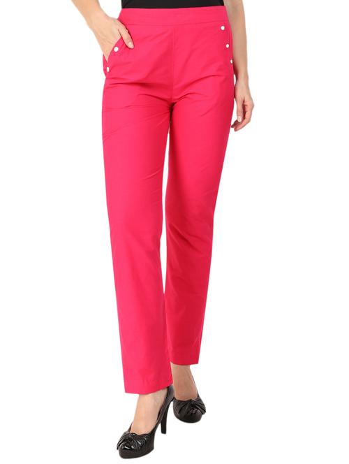 faux button detail flat front trouser - 15775289 - Very Small Image - 1