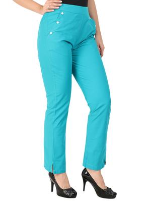 faux button detail flat front trouser - 15775290 - Standard Image - 2