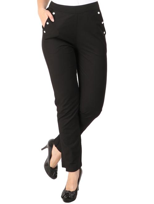 contrast button detail flat front trouser - 15775333 - Standard Image - 1