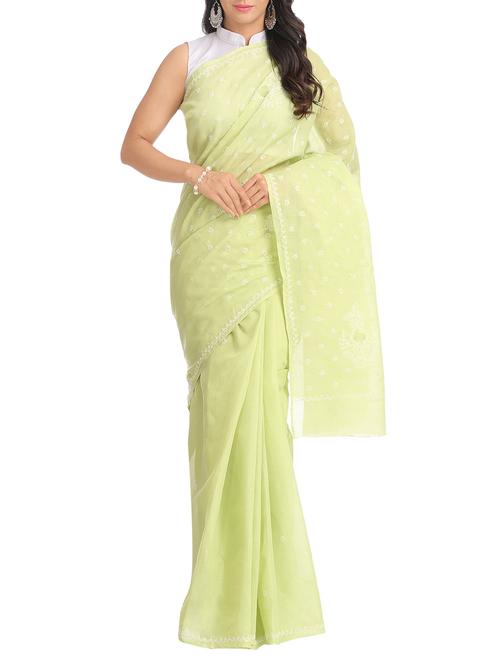 green chikankari saree - 15775354 - Standard Image - 1