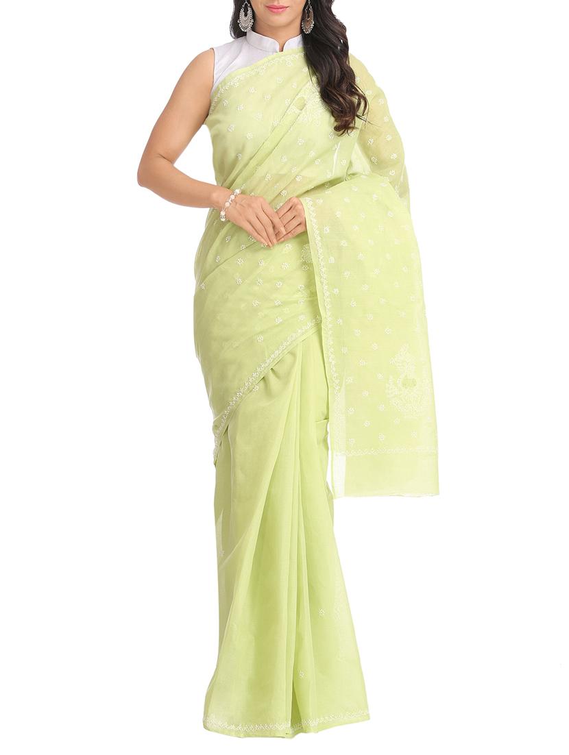 green chikankari saree - 15775354 - Zoom Image - 1