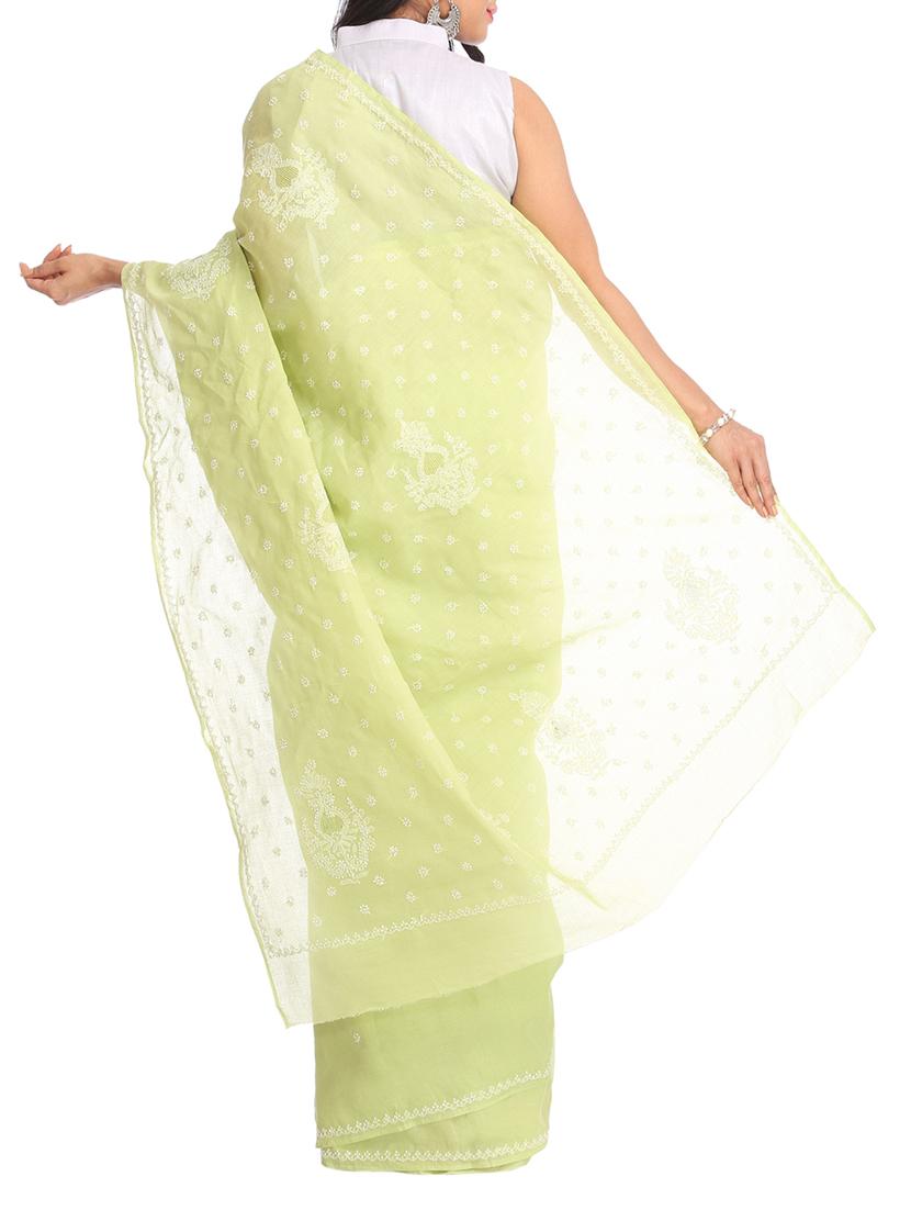 green chikankari saree - 15775354 - Zoom Image - 2