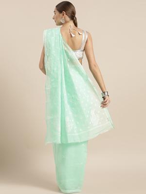 sea green chikankari saree - 15775359 - Standard Image - 2