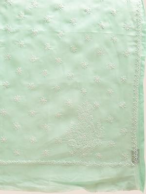 sea green chikankari saree - 15775359 - Standard Image - 5