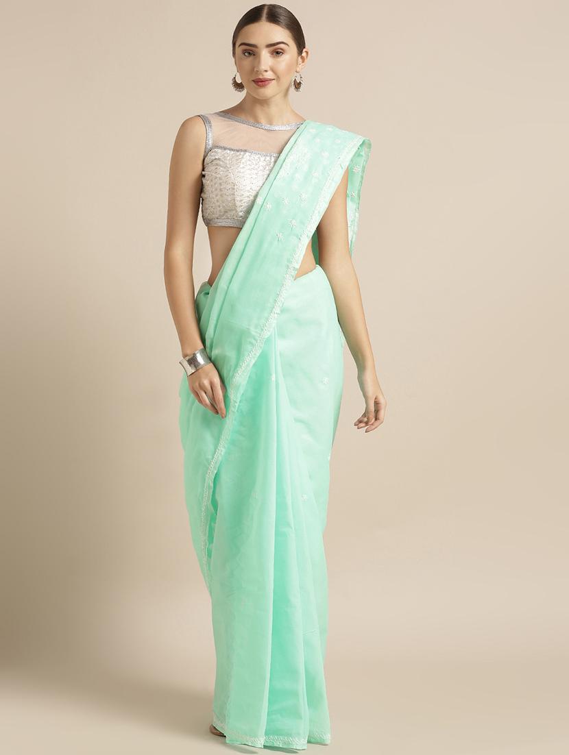sea green chikankari saree - 15775359 - Zoom Image - 1